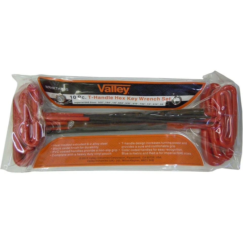 Llave, llave hexagonal, mango en T sumergido, SAE, juego de 10 piezas de 3/32" a 3/8" Foto 2 de 3