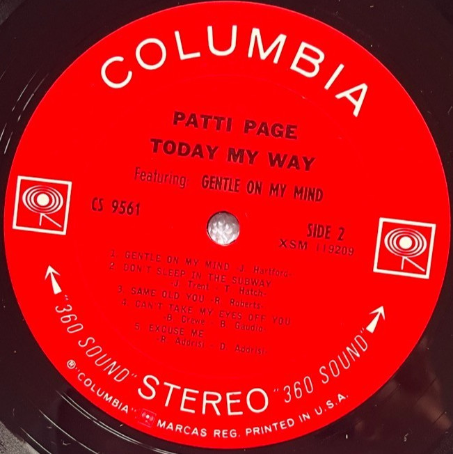 PATTI PAGE Today My Way '67 1stPress w/ 2-Eye Columbia Labels HYPE STICKERS VG++ thumbnail 5