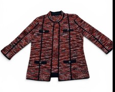 Misook Red / Black Sweater Jacket Open Style M