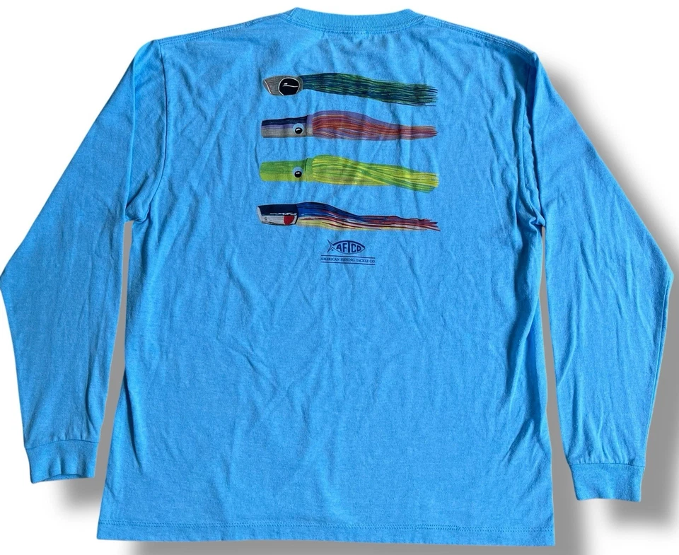 AFTCO 钓鱼衬衫女式 XL 灰色长袖渔具图形性能 — 第 2/4 张图片