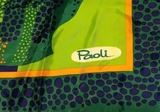 PAOLI Multi Color Tree Pattern 26" Square Scarf 100% Acetate  Made in Japan