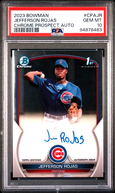 2023 Bowman Chrome Jefferson Rojas AUTO PSA 10 GEM MINT 1st #CPAJR Chicago Cubs