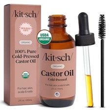 Kitsch Organic Castor Oil for Hair Growth - 100 Pure Castor Oil, Organic Cold P