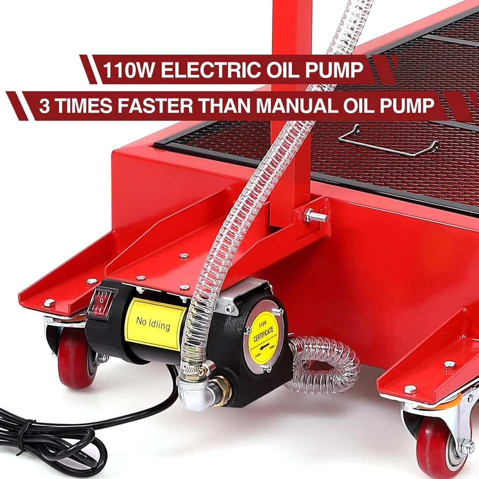 20 Gallon Electric Oil Drain Pan with Pump & Hose, Low Profile Oil Drain Cart - Image 3 of 4