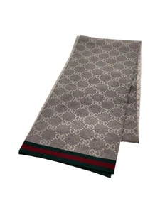 GUCCI foulard laine beige femme 325806 3G206 GG motif ligne sherry Occasion