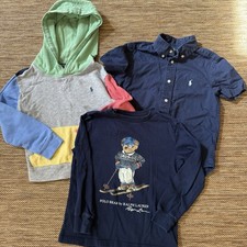 Lot of 3 POLO Ralph Lauren Hoodie Bear Logo Button Front Boys Size 5
