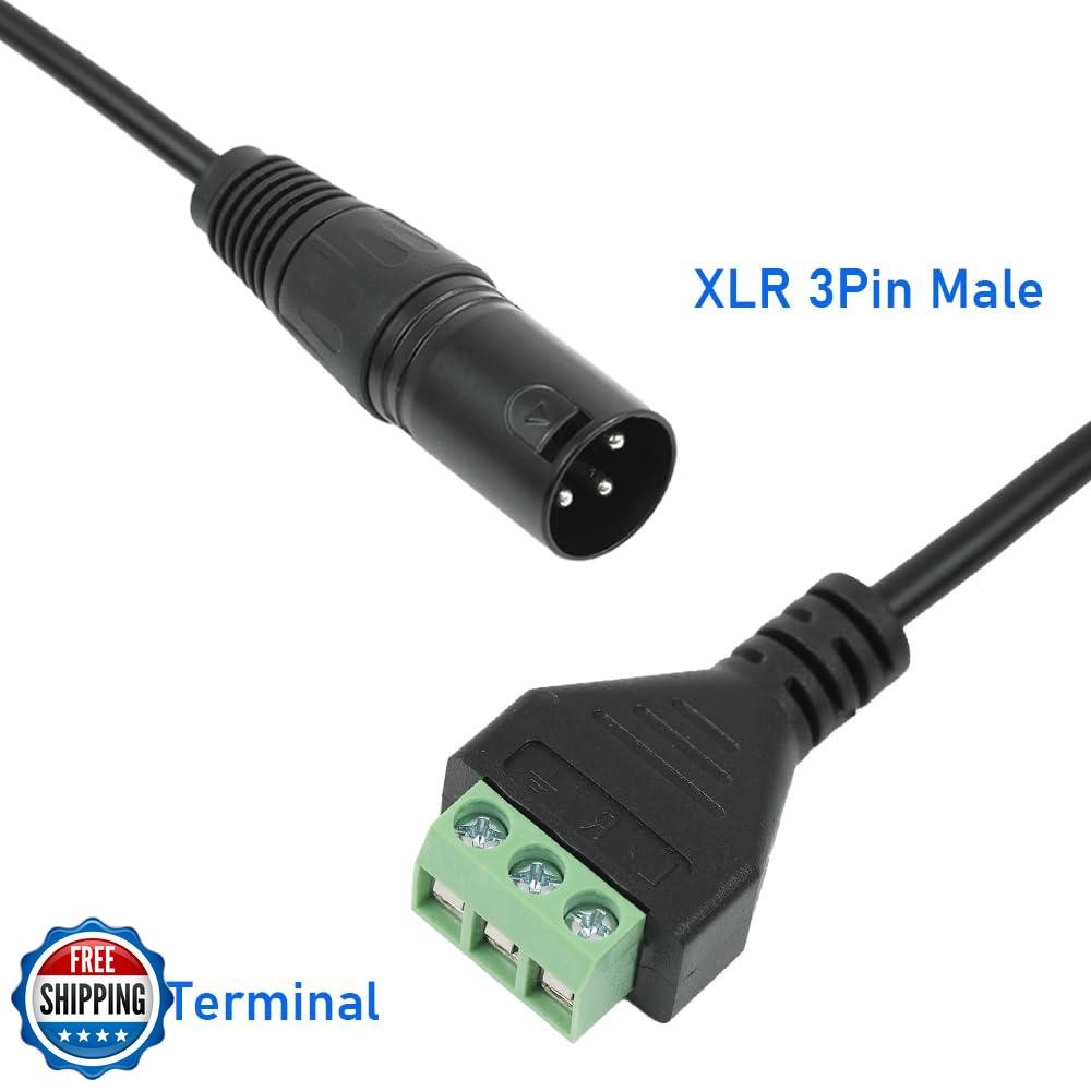Jienk 2Pcs 13Inch XLR3 Cable XLR There Pin Male to 3Pin Terminal Adapter Exte