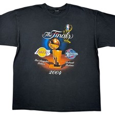 VTG 2004 Los Angeles Lakers NBA Finals Kobe Bryant Shaq 2-Sided Logo t-shirt XL