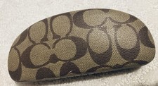 Coach Signature C Hard Glasses Case Brown Tan Monogram Clamshell Sun Eye