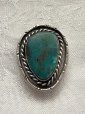 Vintage Signed Bennett Sterling Silver Turquoise Bollo