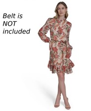 Vince Camuto *Missing Belt* Women's Chiffon Printed Dress Ivory Size 2 $148 SALE
