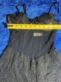 Vintage Victorias Secret Lingerie Size 34c Black Mesh Lace Romper Bodysuit