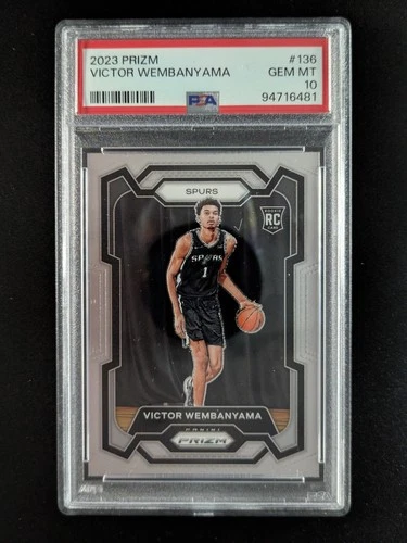 2023-24 Panini Prizm VICTOR WEMBANYAMA Rookie RC Base Set #136 PSA 10