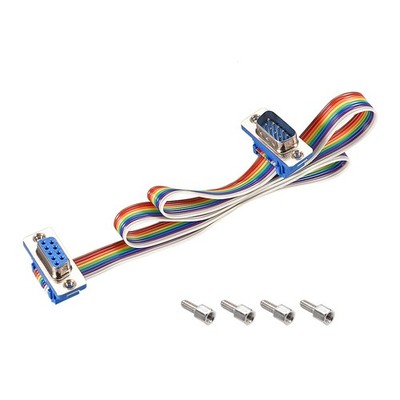 IDC Rainbow Wire Flat Ribbon Cable DB9 Male to DB9 Female,2.54mm Pitch 19.7'' L