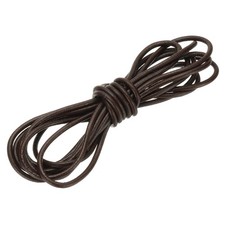 Round Leather Cord, 6mm x 5.5 Yards Full-Grain Leather String Rope, Brown