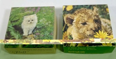 2 1997 Vintage Springbok Mini Jigsaw Puzzles Meow and Fluff