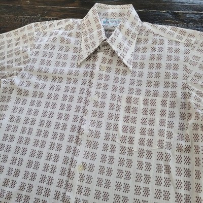 Mens Vintage Arrow  Getaway  Sunbrella Geometric Button Down + Kmart White Knit