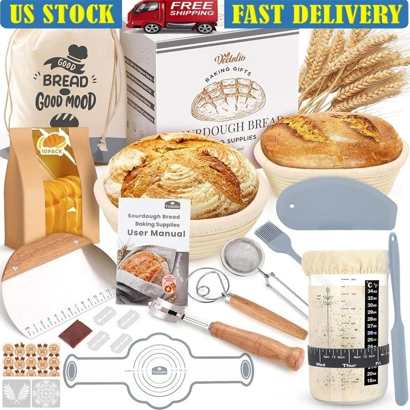 Sourdough Starter Kit Bread Proofing Baskets Baking Tools Accessories Set New
