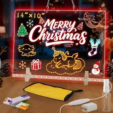 Lumiboard Led Drawing Board with 7 Colors,14X10 Acrylic Dry Erase Board for Gift