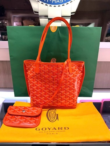 Goyard Mini Anjou Reversible Orange Coated Canva Tote Bag and Matching Wristlet