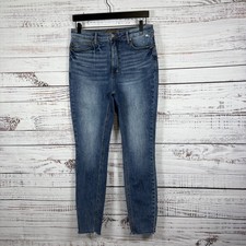 Judy Blue Jeans Womens Size 13/31 Blue High Rise Medium Wash Distressed Raw Hem