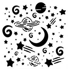 Really Great Stencils, Outer Space 3, 6x6", Shooting Stars, Galaxy, Planets. Sky