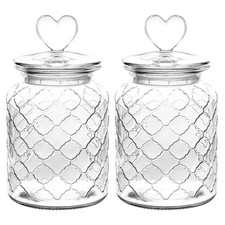 WHJY Set of 2 32oz Airtight Glass Jars Decorative Jars, Jar of Hearts Cute Co...