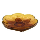 Vintage Anchor Hocking Amber Renaissance Spearmint Leaf Glass Dish Centerpiece