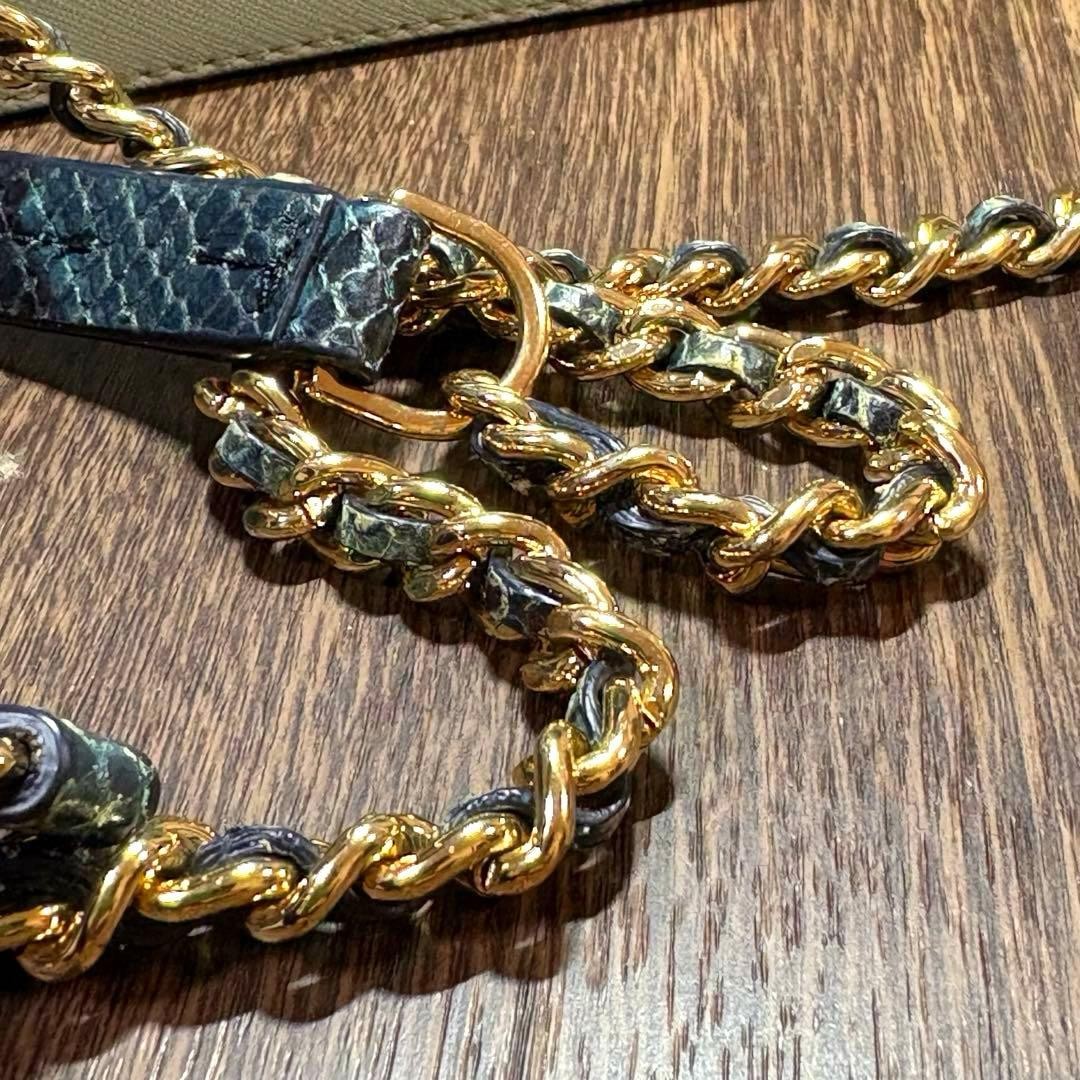 Tory Burch Shoulder Bag Python Pattern Chain Blue… - image 10