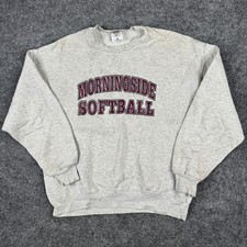 Jerzees Sweatshirt Mens XL Gray Morningside Softball USA Made Vintage Crew