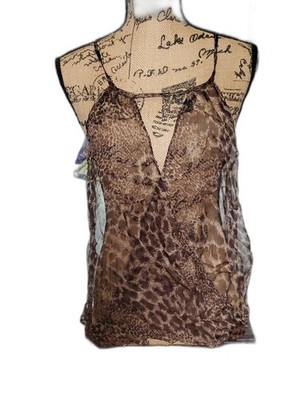 Neiman Marcus SINGLE By Galina Sobolev Brown and Tan Animal-Print Cami Medium