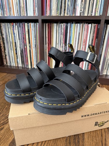 Dr. Martens Blaire Quad - Black Leather Strappy Sandals Women's Size 8 - Buckle - Picture 3 of 8