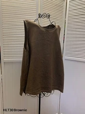 HLT30 Brownie 2X NWT Match Point Linen Shirt Tank Round Neck Brown Plus XL