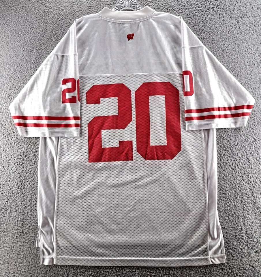Adidas Wisconsin Badgers Jersey Mens Large White Red Football NCAA #20 Adult - Image 4 of 4