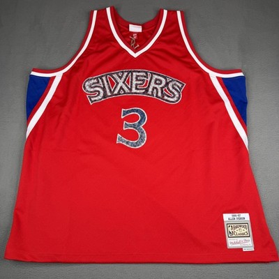 Philadelphia 76ers Jersey Mens 5XL Red NBA Allen Iverson 3 75th