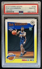 2019-20 Panini Hoops Zion Williamson RC Yellow Rookie #296 Pelicans PSA 10