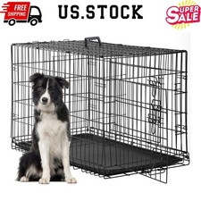 48-Inch Dog Crate for Large Dogs: Folding Metal Cage with Double Doors