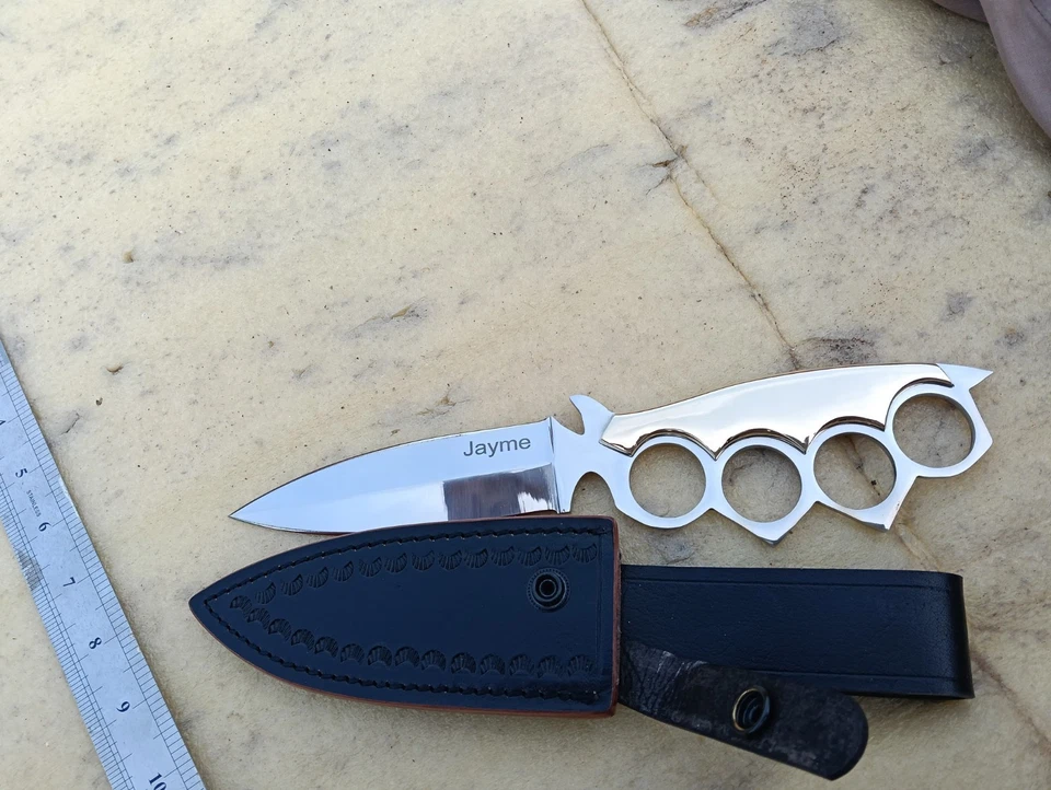 AK CUTLERY CUSTOM HANDMADE STAINLESS STEEL HUNTING KNIFE HANDLE MADE BY BRASS - Image 4 of 4