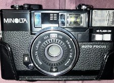 Minolta Hi-Matic AF2 35mm Film Camera - Shutter Fires - READ: Flash Dead