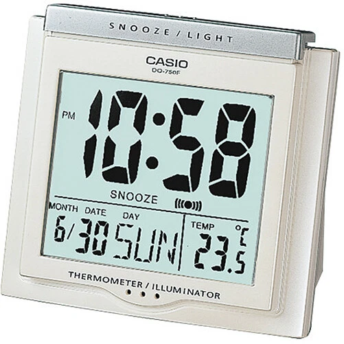Casio DQ750F-7D White LED Light Digital Alarm Desk Clock Thermometer Snooze NEW - Image 3 of 3