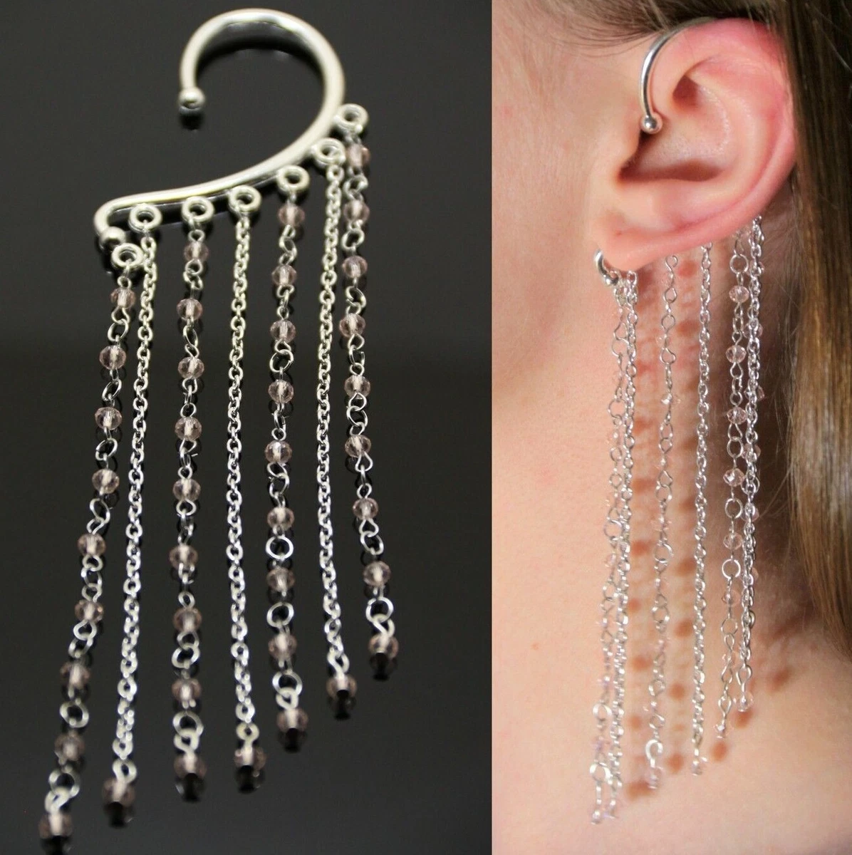 Boho Unique Ear Cuff Clip-On Silver Earring Tribal Fashion Jewelry