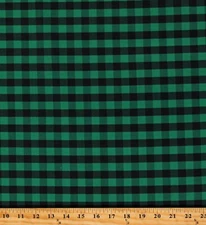 Cotton Buffalo Plaid 1/2 Inch Green Black Checkered Fabric Print by Yard D367.51