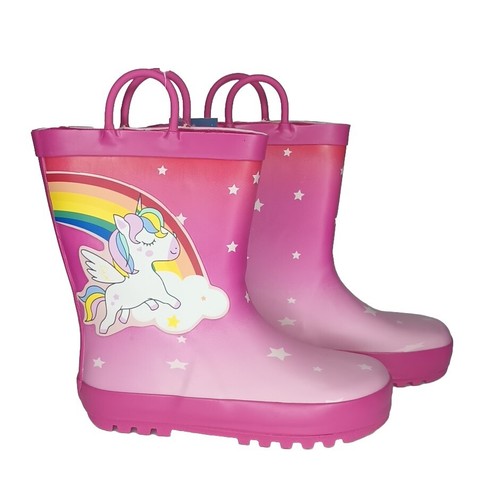 New Unicorn Rubber Rain Boots Kids Girls Size 13 Pink NWT - Picture 4 of 8