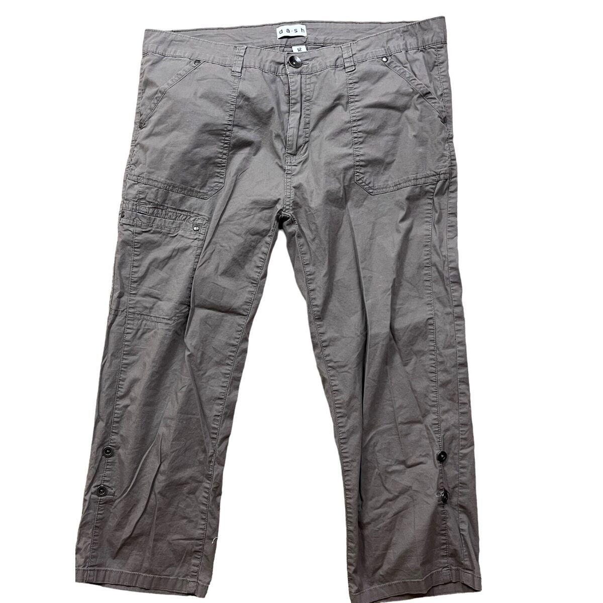 Y2K Dash Cargo Capri Pants Womens 12 Brown Solid Gorpcore Y2K Dash Cargo Capri Pants Womens 12 Brown Solid Gorpcore