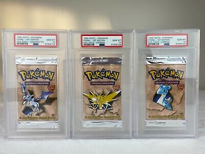 PSA 9 POKEMON FOSSIL FIRST EDITION BOOSTER PACK SET AERODACTYL