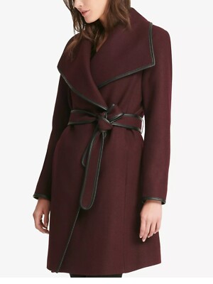 Womens Coats Dkny Wrap Coat DKNY Faux Leather Trim Wrap Winter