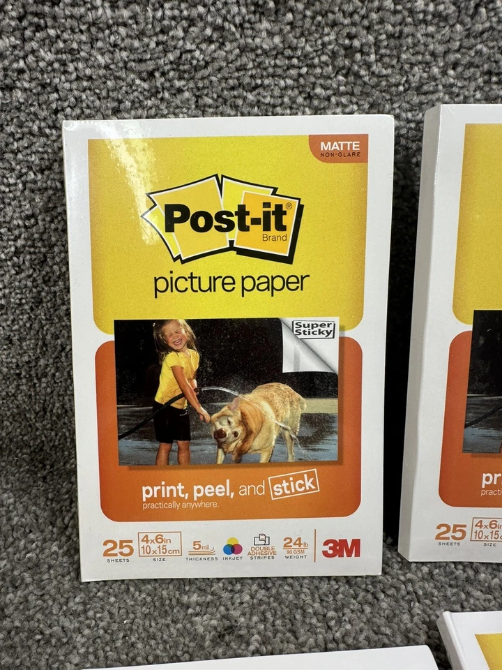 4 Packs Post-it 3M Sticky Picture Paper 25 Sheets 4"x6" Inkjet Matte (100 Total) - Image 2 of 3