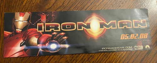 Marvel Comics Iron Man The Movie May 2008 promo Bumper Sticker 10” X 3”