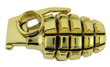 Grenade Belt Buckle US Military Memorial Veteran Day Gift Gold Brushed Metal