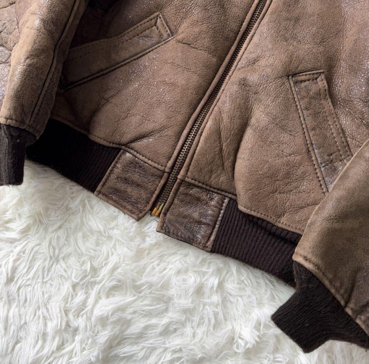 Schott Type B-6 Flight Mouton Bomber Leather Jacket Brown Schott Type B-6 Flight Mouton Bomber Leather Jacket Brown